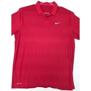 Nike Polo Shirt Mens XL Red Tiger Woods Collection Dri-Fit Golf Performance